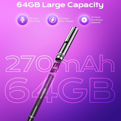 Professional Digital Voice Recorder Pen 64GB HD Audio Recording